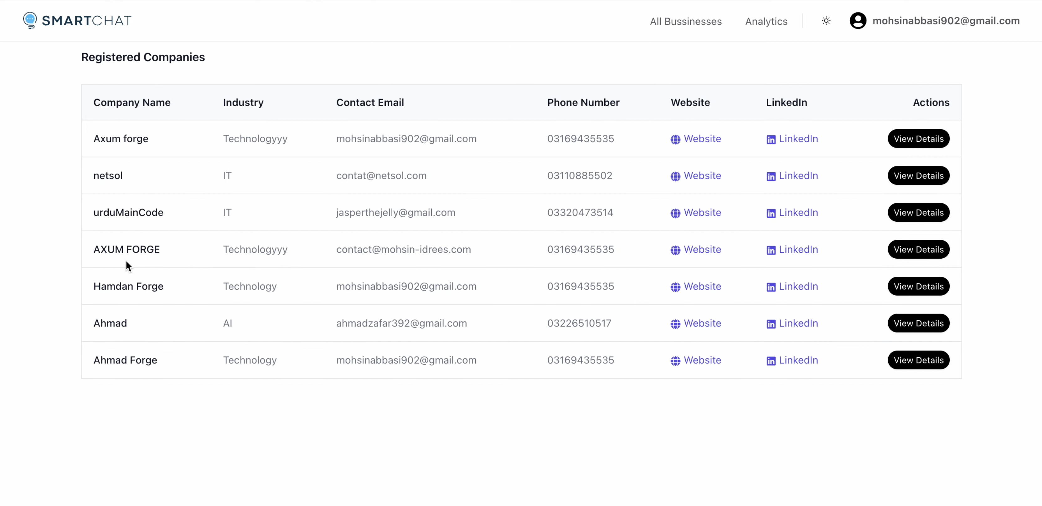 SmartChat conversation UI